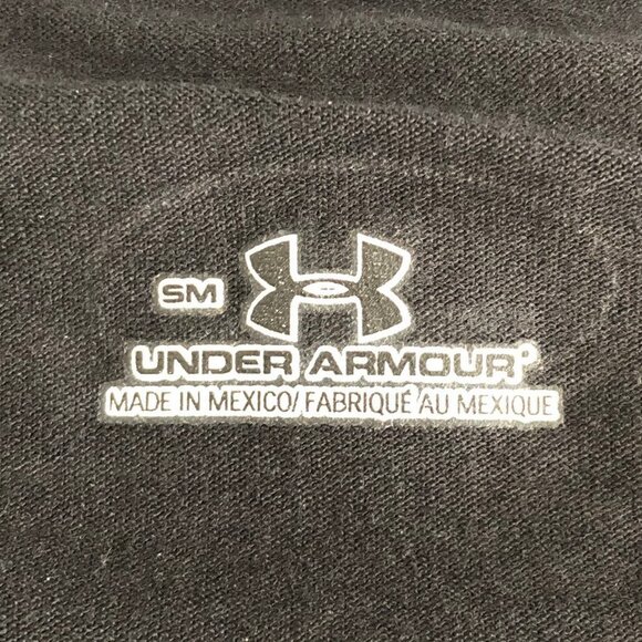 Under Armour V Neck Short Sleeve Polyester Blend Running T Shirt Top Black Sz S - Picture 9 of 10